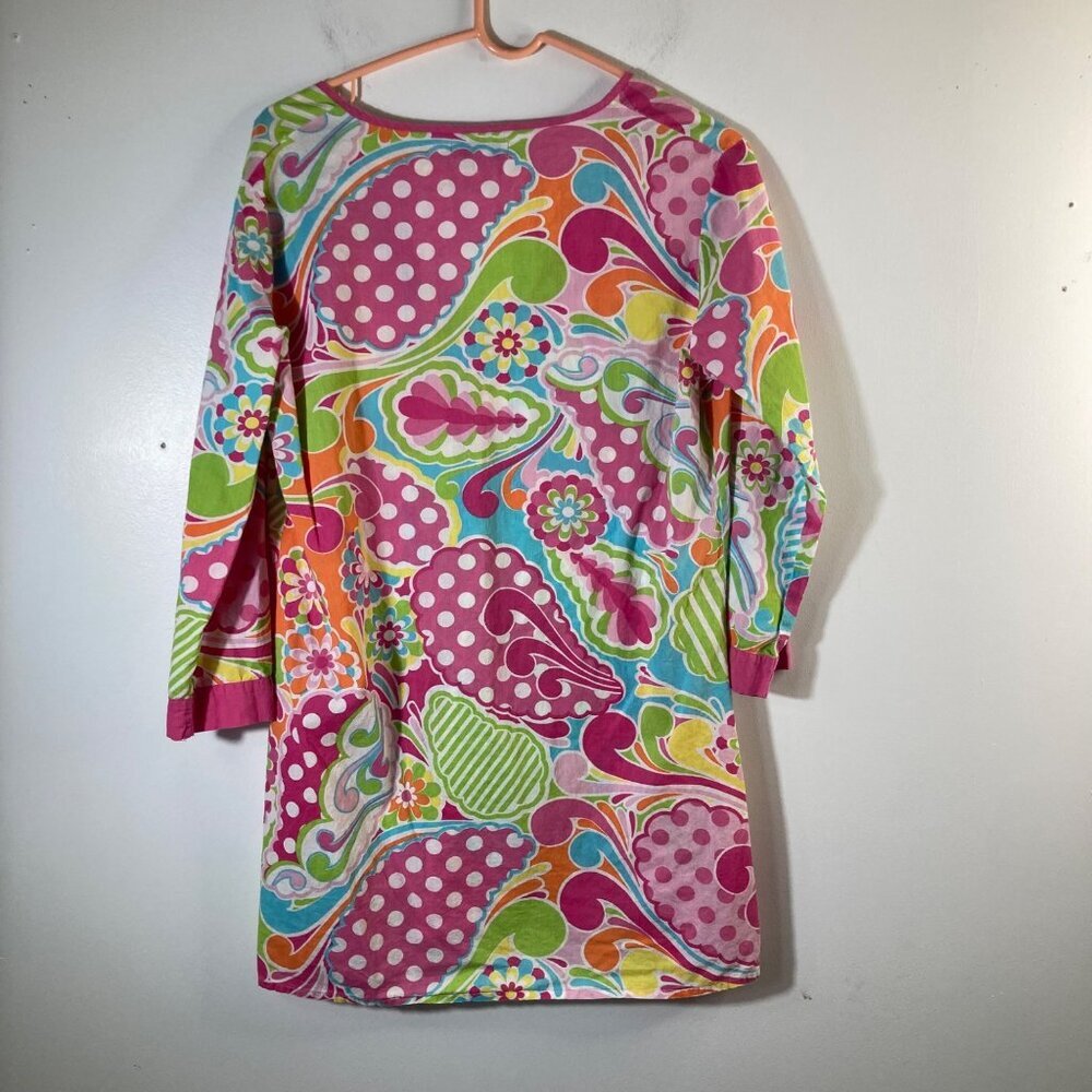 Womens Buckhead Betties V Neck Baby Doll Floral Tunic Dress 3/4 Sleeve M Cotton - Picture 2 of 7